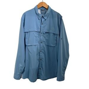 L.L. BEAN Men's Blue Tropicwear Sunblocking  UPF 50+ Shirt Long-Sleeve XL Tall